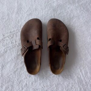 Brown Leather Birkenstock Clogs